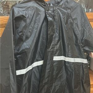 Men's Black Rain Jacket with Reflective Stripe